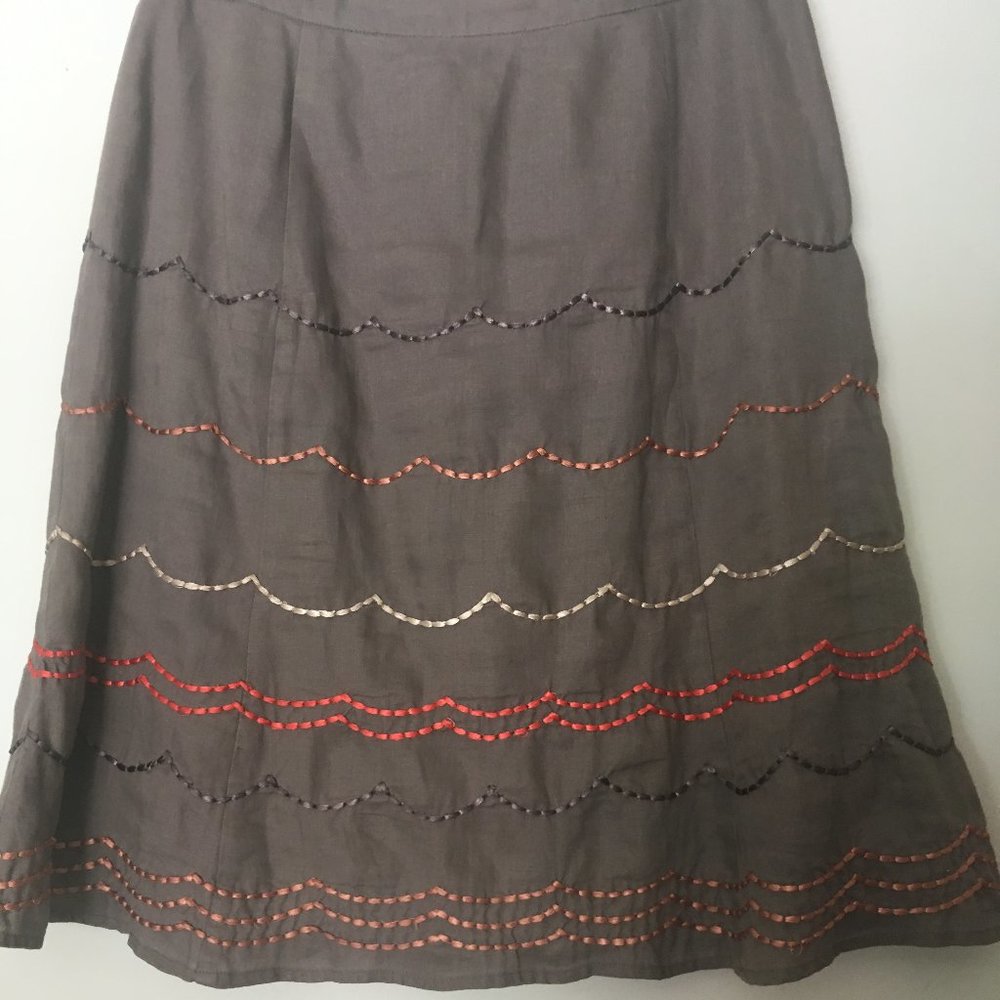 Boden Embroidered Linen Skirt